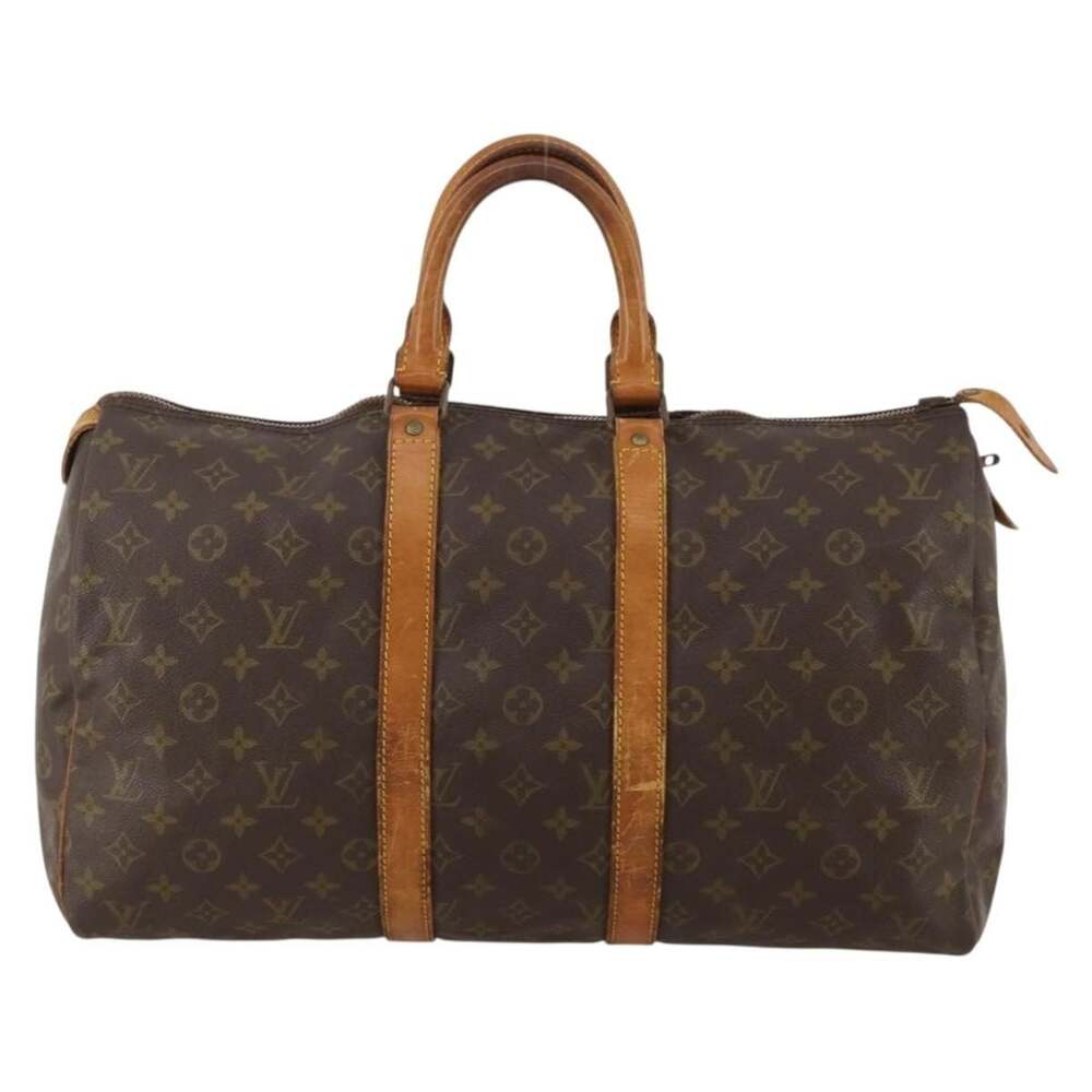 Louis Vuitton Monogram Keepall 45 Travel Bag Brown